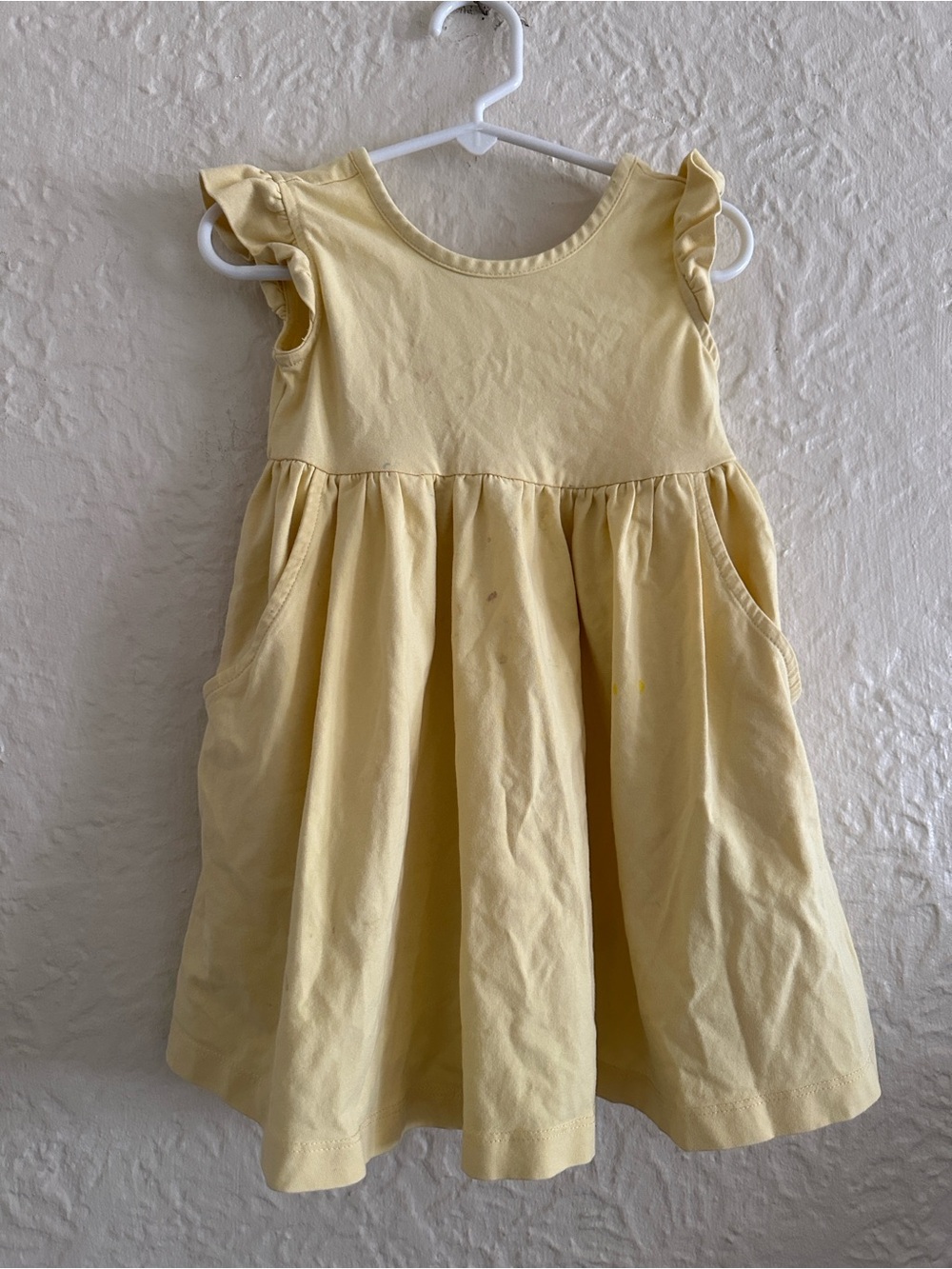 Hanna Andersson Girls Limoncello Yellow Flutter Sleeve Dress with Pockets
